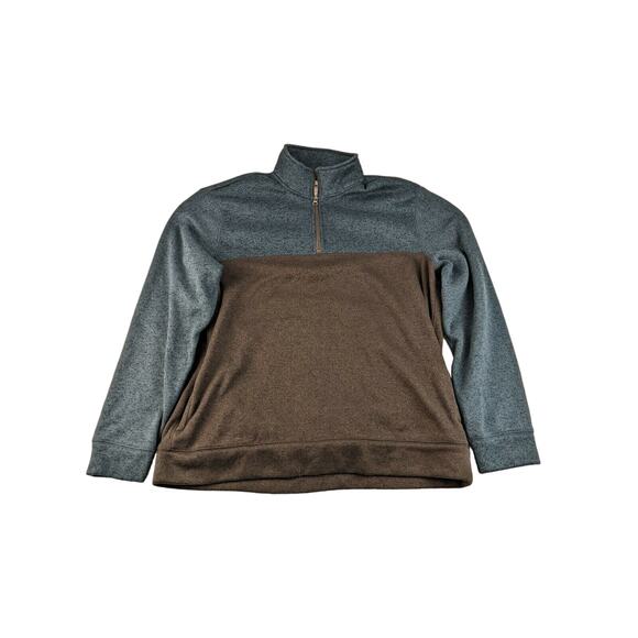 Sonoma 1/4 Zip Polyester Sweatshirt Size XXL 2XL Blue & Brown Pullover - Picture 1 of 5